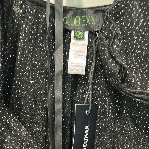 Club Exx Tulle layer black stardust duster cardigan maxi full xs/s women’s new - Picture 3 of 7